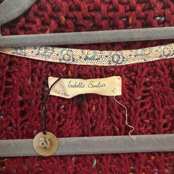 Anthropologie Isabella Sinclair Farfar Alpaca Wool Chunky Cardigan Sweater Large - Picture 6 of 9